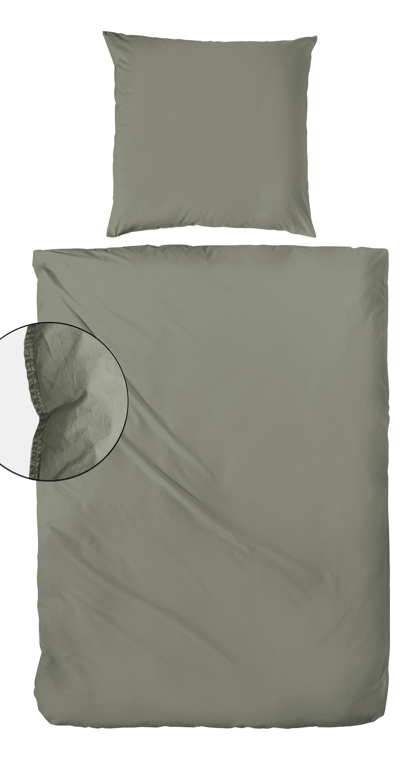 Thumbnail - Bettwäsche, Olivgrün, Textil, Uni, 155x220 cm, Oeko-Tex® Standard 100, angenehm wärmend, samtiger Griff, Schlaftextilien...