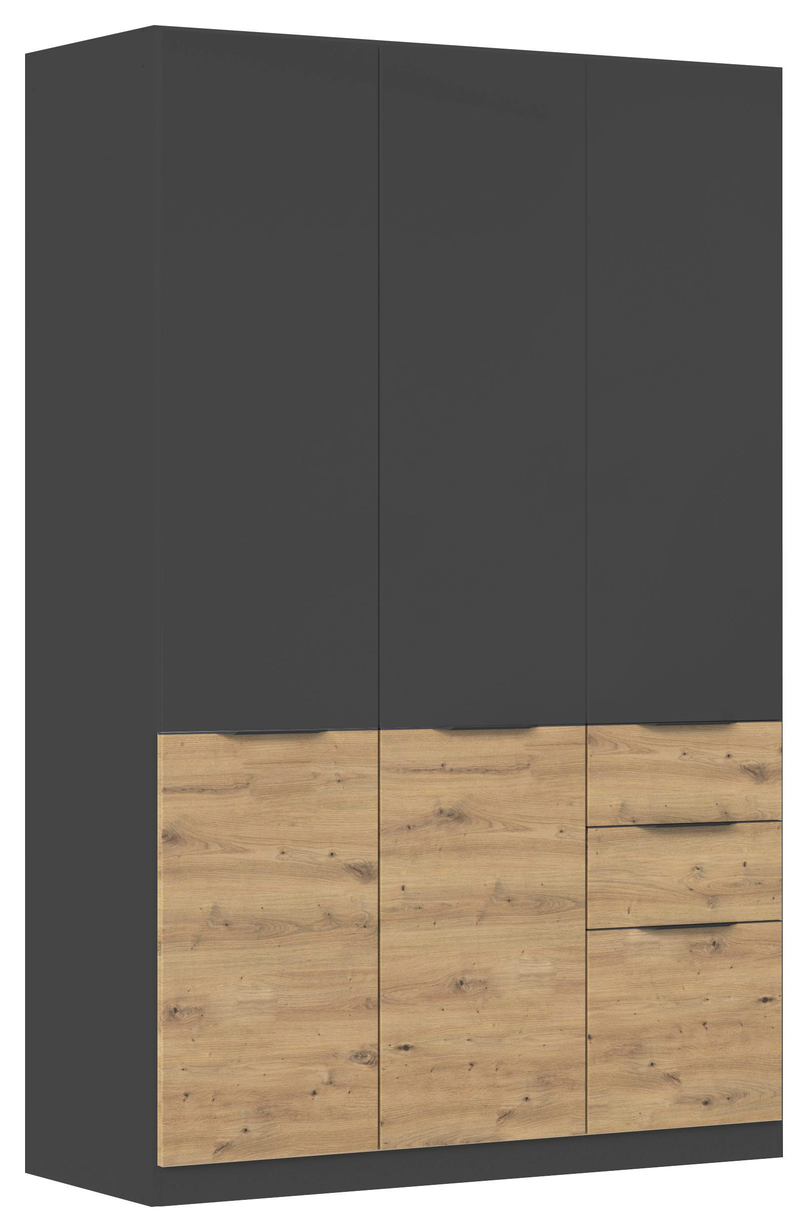 James Wood Kleiderschrank Grau, Eiche Artisan 136x210x54 cm