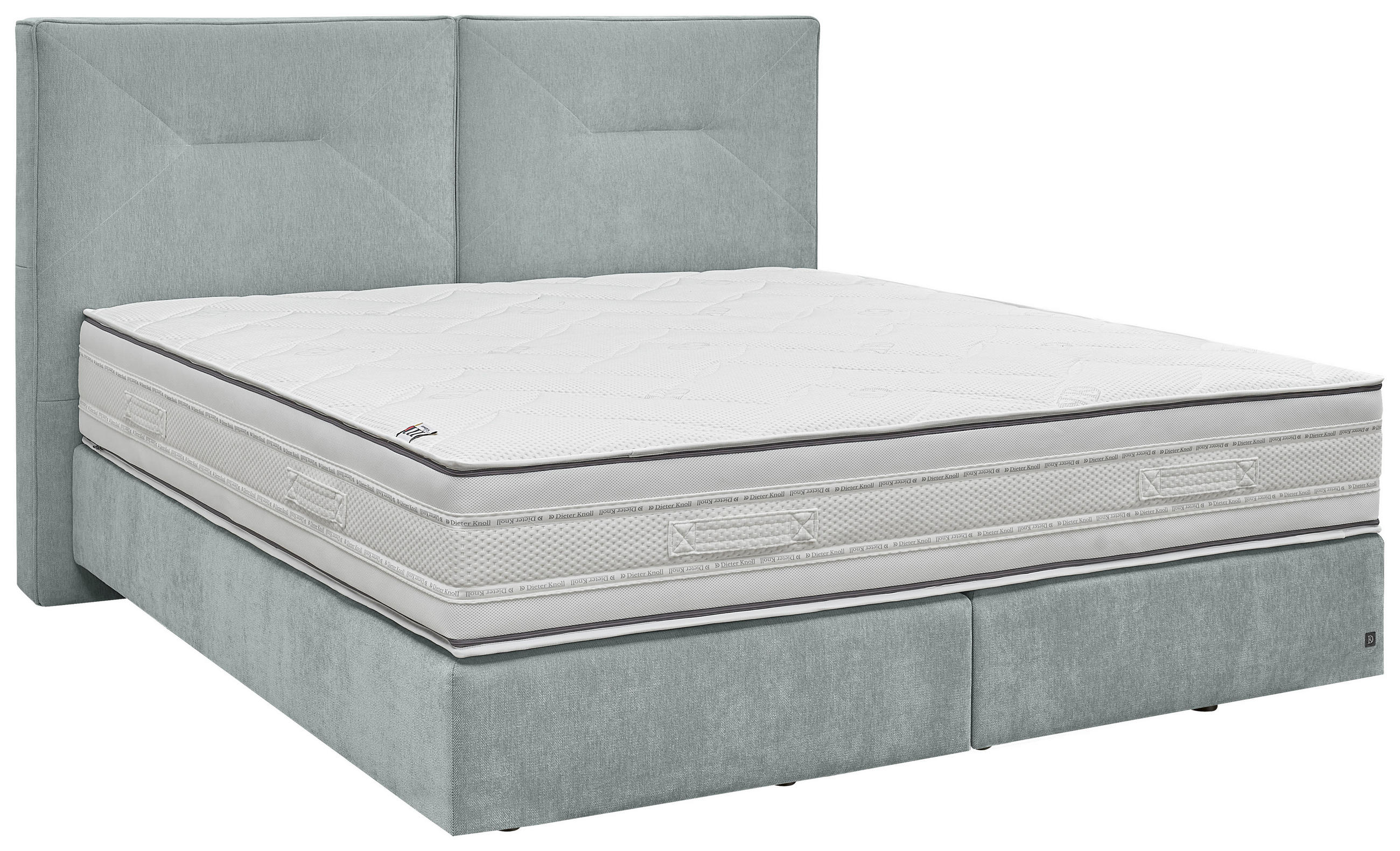 BOXSPRINGBETT 180/200 cm,  in Hellblau, Matratze, unterschiedliche Matratzenhärtegrade je Bettseite, H3 + H4 = fest + sehr fest  - Schwarz/Hellblau, Design, Kunststoff/Textil (180/200cm) - Dieter Knoll