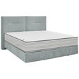 BOXSPRINGBETT 180/200 cm,  in Hellblau, Matratze, unterschiedliche Matratzenhärtegrade je Bettseite, H3 + H4 = fest + sehr fest  - Schwarz/Hellblau, Design, Kunststoff/Textil (180/200cm) - Dieter Knoll