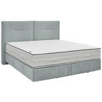 BOXSPRINGBETT 180/200 cm,  in Hellblau, Matratze, unterschiedliche Matratzenhärtegrade je Bettseite, H3 + H4 = fest + sehr fest  - Schwarz/Hellblau, Design, Kunststoff/Textil (180/200cm) - Dieter Knoll