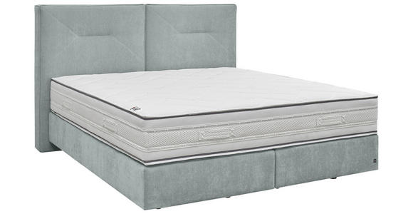 BOXSPRINGBETT 180/200 cm,  in Hellblau, Matratze, unterschiedliche Matratzenhärtegrade je Bettseite, H3 + H4 = fest + sehr fest  - Schwarz/Hellblau, Design, Kunststoff/Textil (180/200cm) - Dieter Knoll