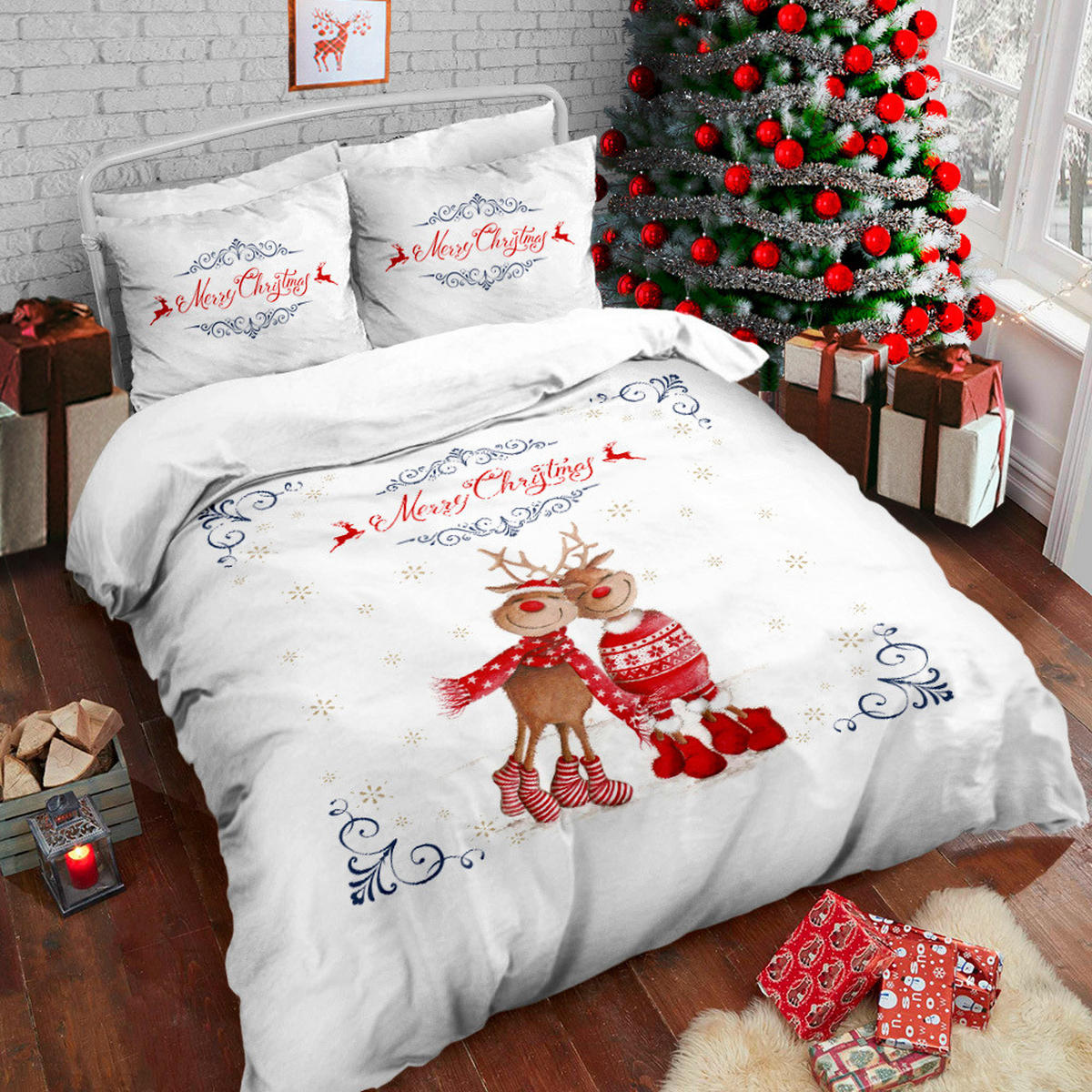POSTELJINA SA DVA LICA FRUU 140/200 cm saten crvena, bela  - bela/crvena, Osnovno, tekstil (140/200cm) - X-Mas