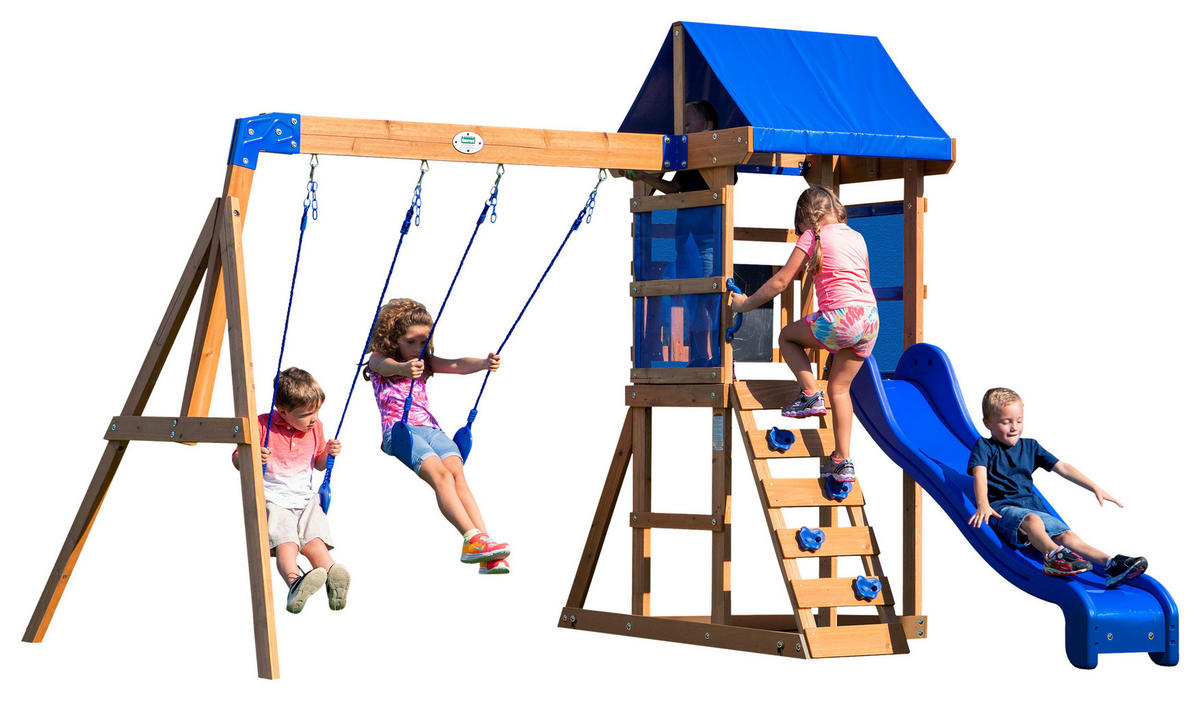 SPIELTURM AURORA BACKYARD 270/230/310 cm  - Blau/Braun, KONVENTIONELL, Holz (270/230/310cm) - Ambia Garden