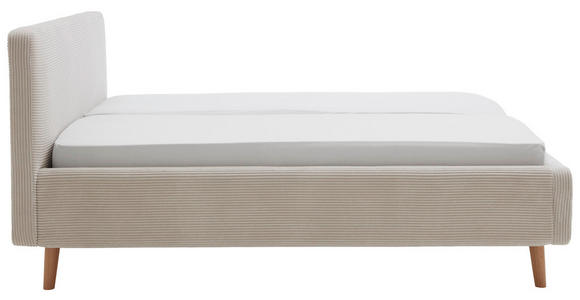 POLSTERBETT 180/200 cm,  in Beige, Bettkasten, Lattenroste, Matratzen, unterschiedliche Matratzenhärtegrade je Bettseite, H2 + H3 = mittel + fest  - Eichefarben/Birkefarben, Design, Holz/Textil (180/200cm) - Xora