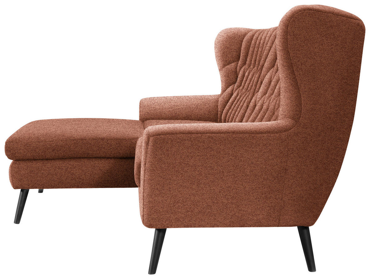 ECKSOFA in Flachgewebe Rostfarben  165/237 cm  - Rostfarben/Schwarz, Design, Holz/Textil (165/237cm) - Stylife