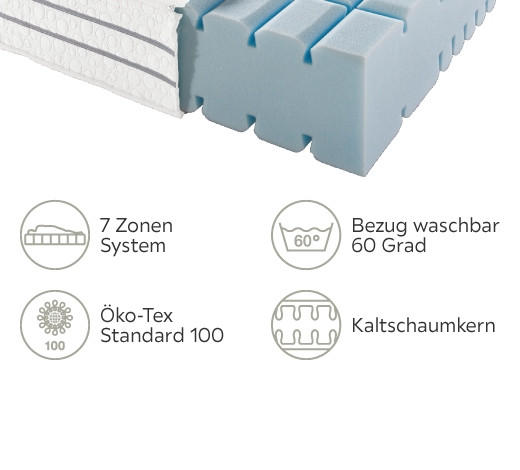 KALTSCHAUMMATRATZE 120/200 cm Höhe ca. 24 cm  - Weiß, Basics, Textil (120/200cm) - Sleeptex