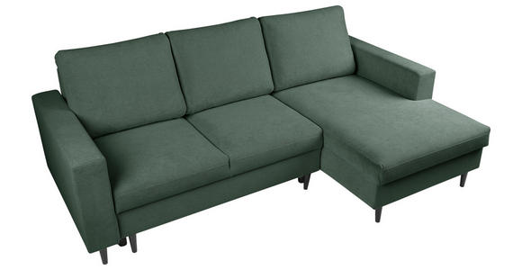 ECKSOFA  in Struktur Dunkelgrün  - Dunkelgrün/Schwarz, MODERN, Holz/Kunststoff (230/145cm) - Carryhome
