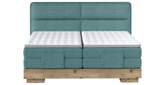 BOXSPRINGBETT 180/200 cm  in Blau, Eichefarben  - Blau/Eichefarben, Natur, Holz/Textil (180/200cm) - Valnatura