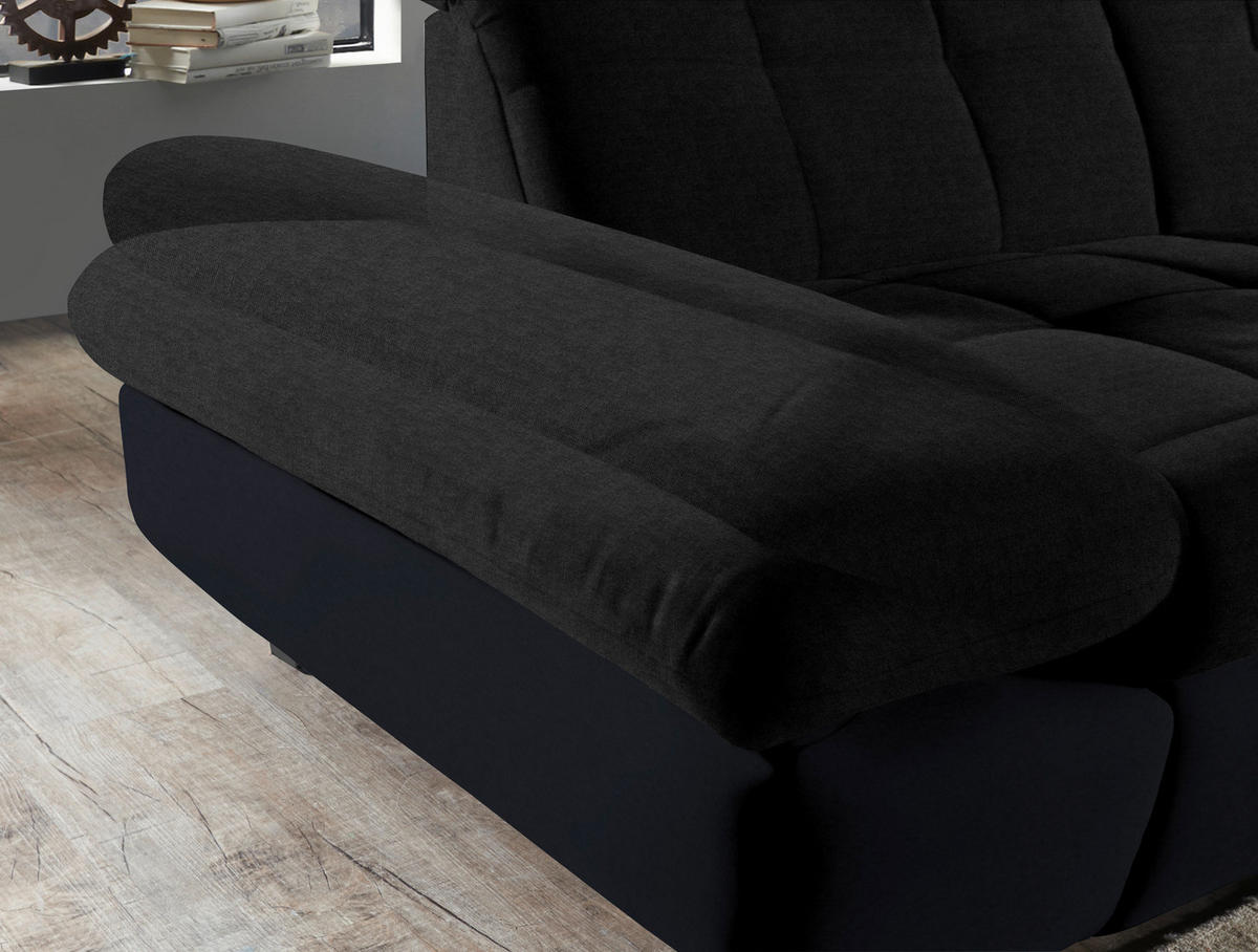 ECKSOFA in Mikrofaser Graphitfarben  204/341 cm  - Schwarz/Graphitfarben, Design, Textil/Metall (204/341cm) - Xora