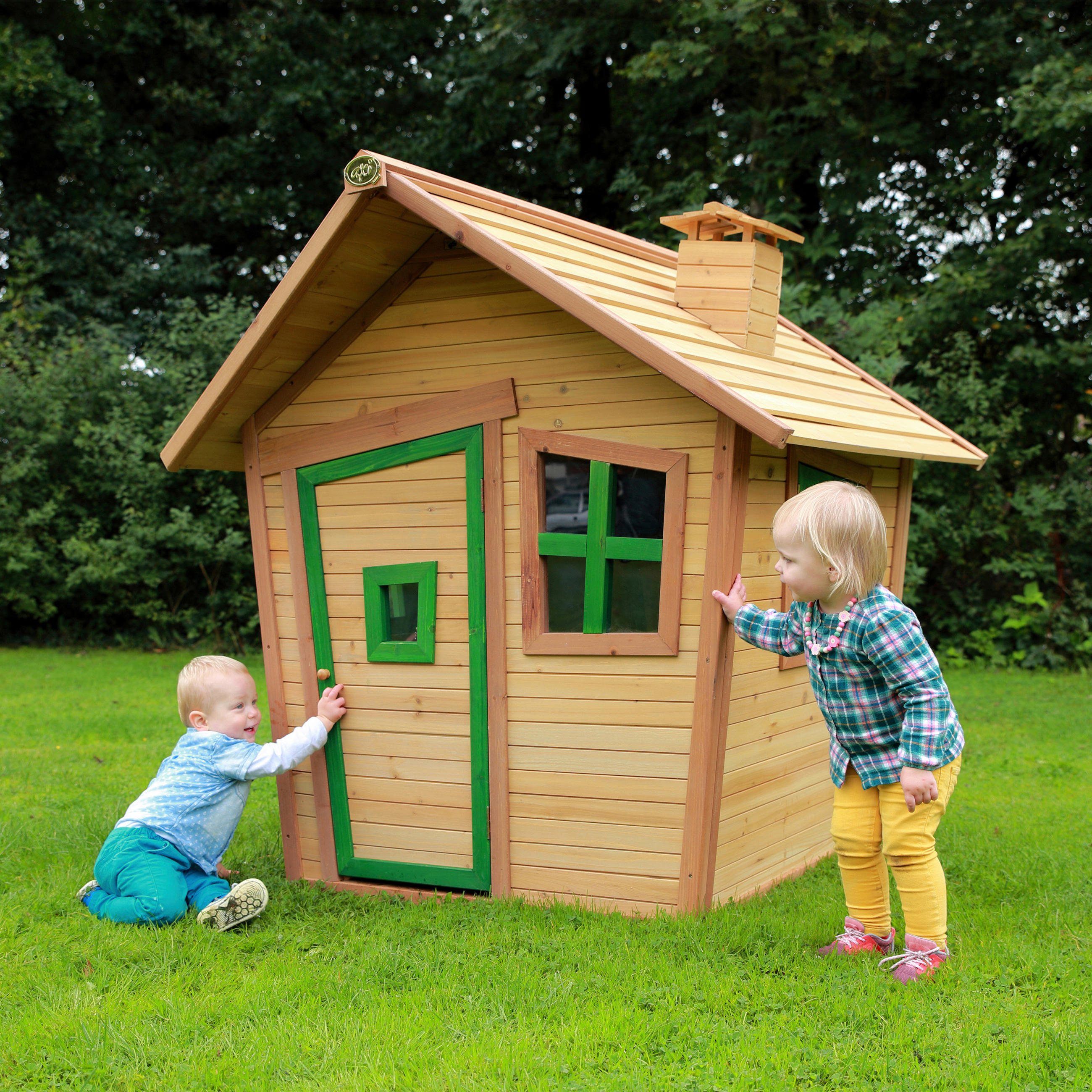 SPIELHAUS 144/146/157 cm  - Braun/Grün, KONVENTIONELL, Holz (144/146/157cm) - Ambia Garden