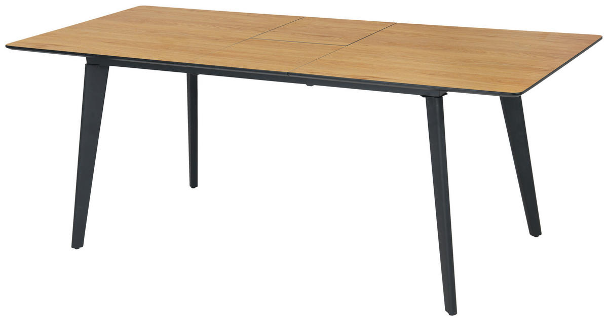 ESSTISCH rechteckig Eichefarben  - Eichefarben/Schwarz, Design, Holzwerkstoff/Metall (160-200/90/75cm) - Carryhome