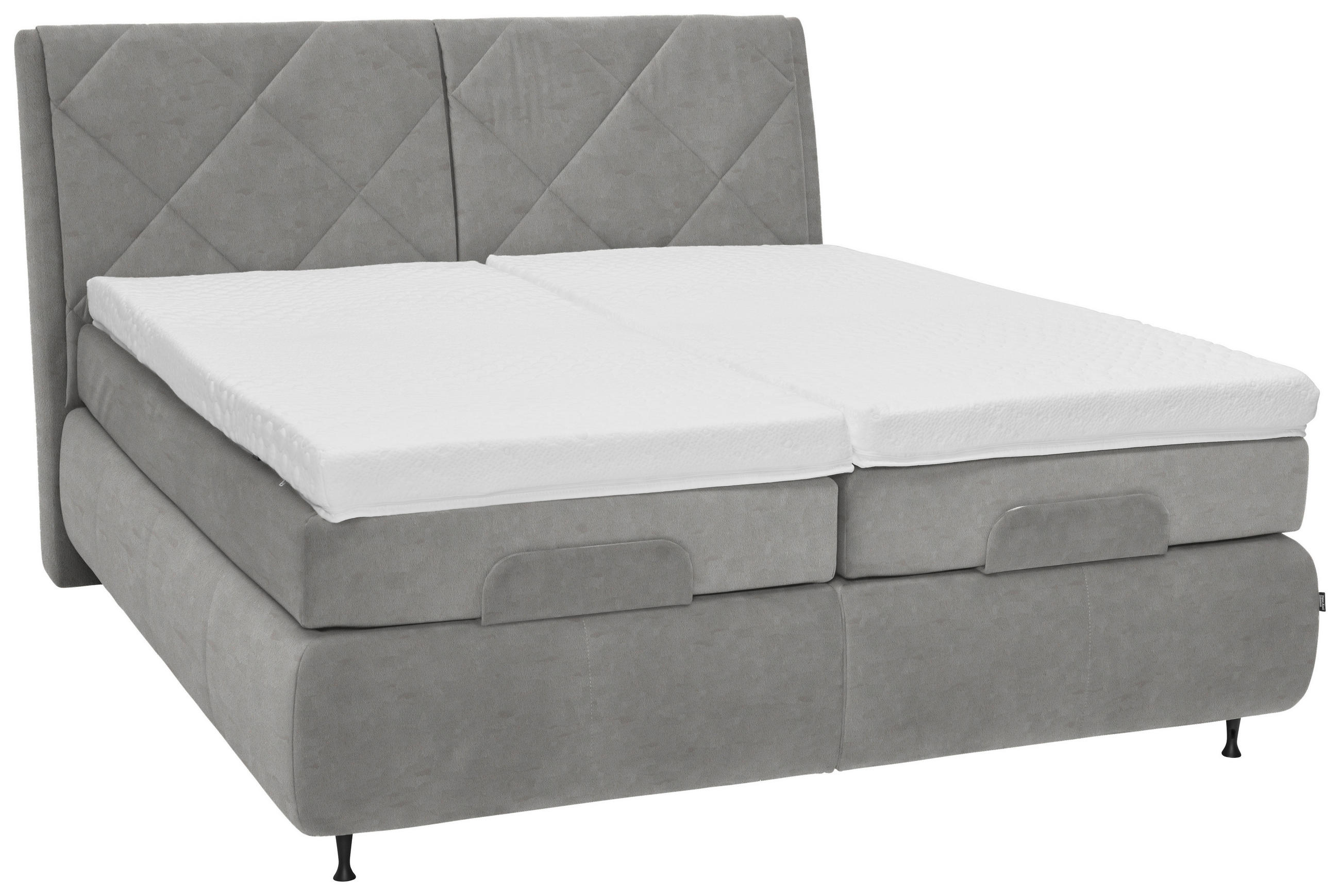 BOXSPRINGBETT 180/200 cm  in Grau  - Schwarz/Grau, KONVENTIONELL, Textil/Metall (180/200cm) - Dieter Knoll