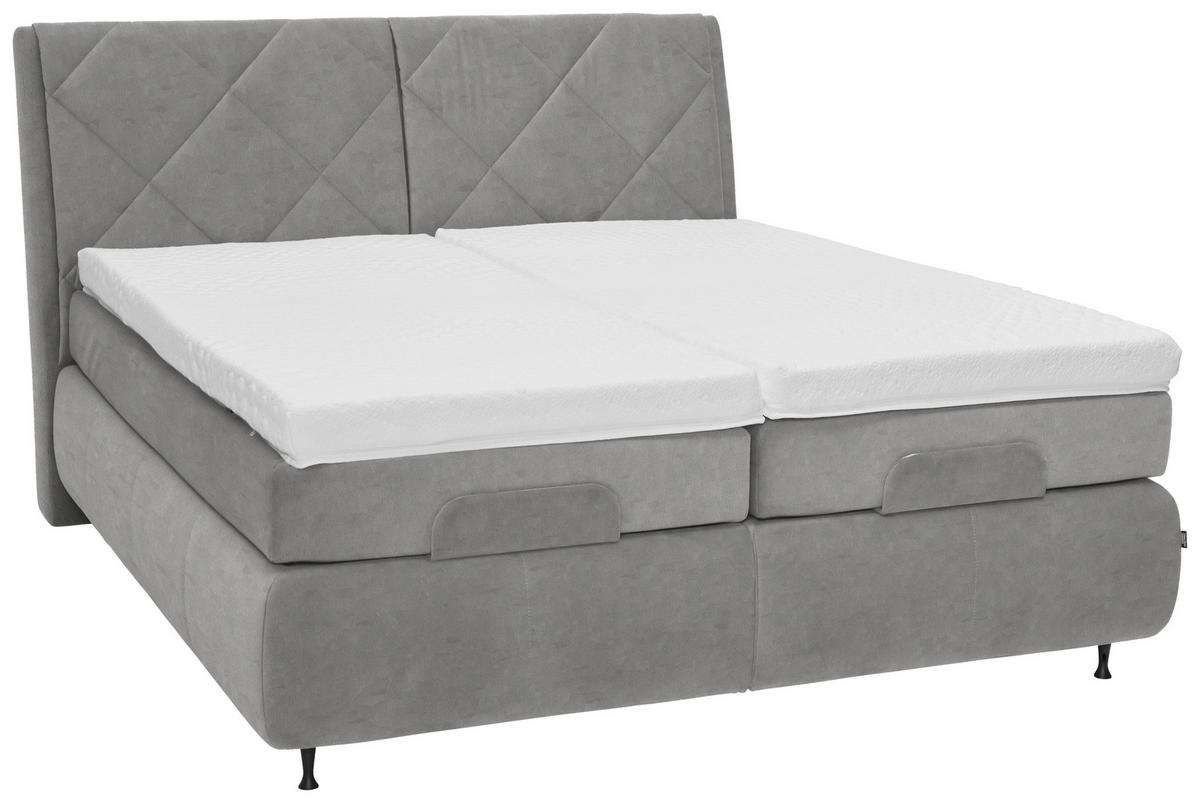 BOXSPRINGBETT 180/200 cm  in Grau  - Schwarz/Grau, Konventionell, Textil/Metall (180/200cm) - Dieter Knoll