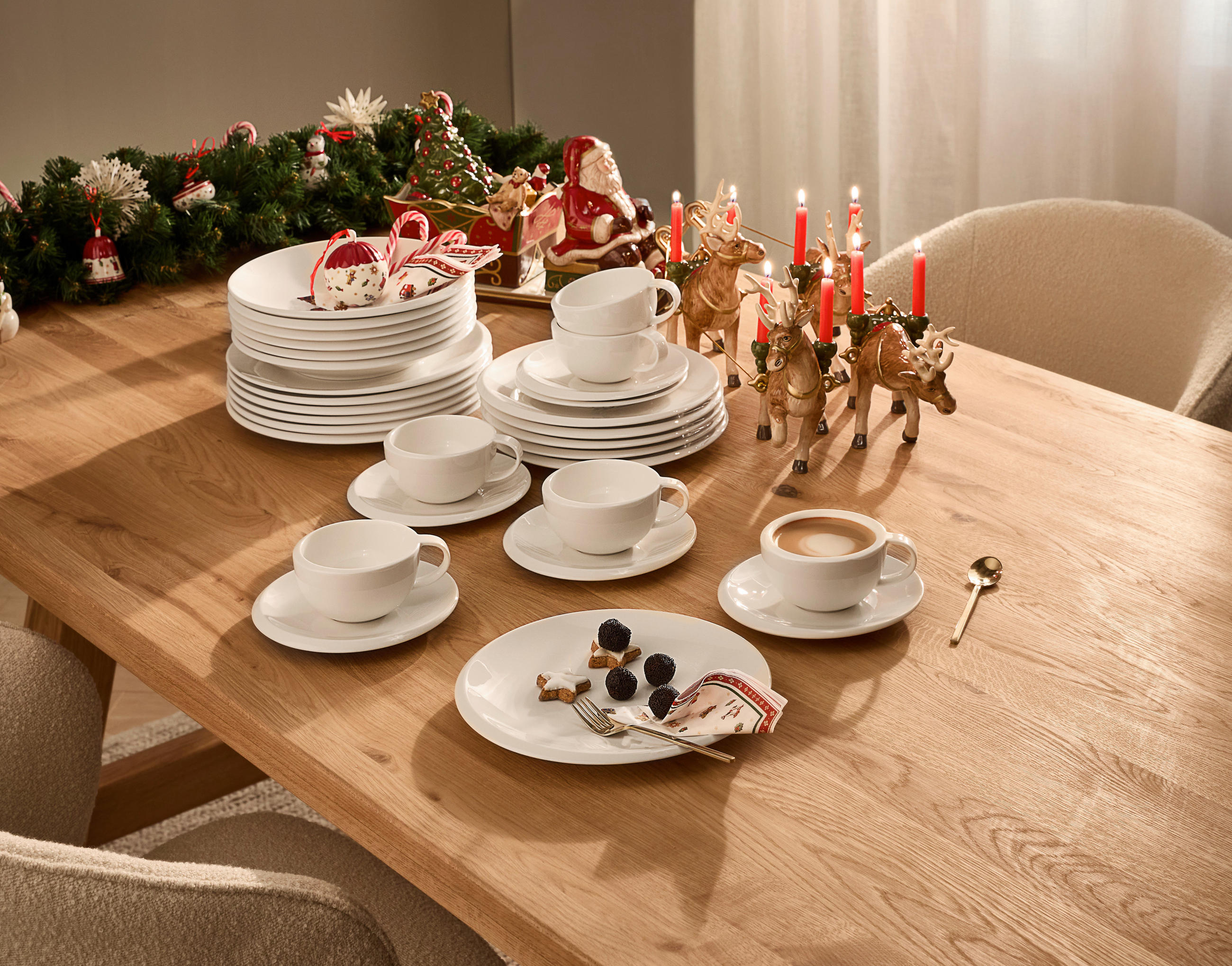 TAFELSERVICE Weiß New Moon 12-teilig  - Weiß, KONVENTIONELL, Keramik - Villeroy & Boch