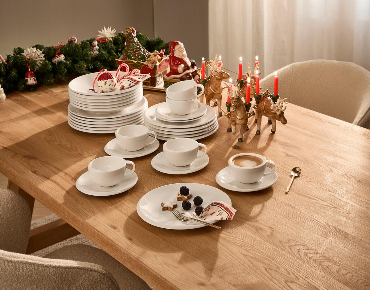 TAFELSERVICE Weiß New Moon 12-teilig  - Weiß, KONVENTIONELL, Keramik - Villeroy & Boch