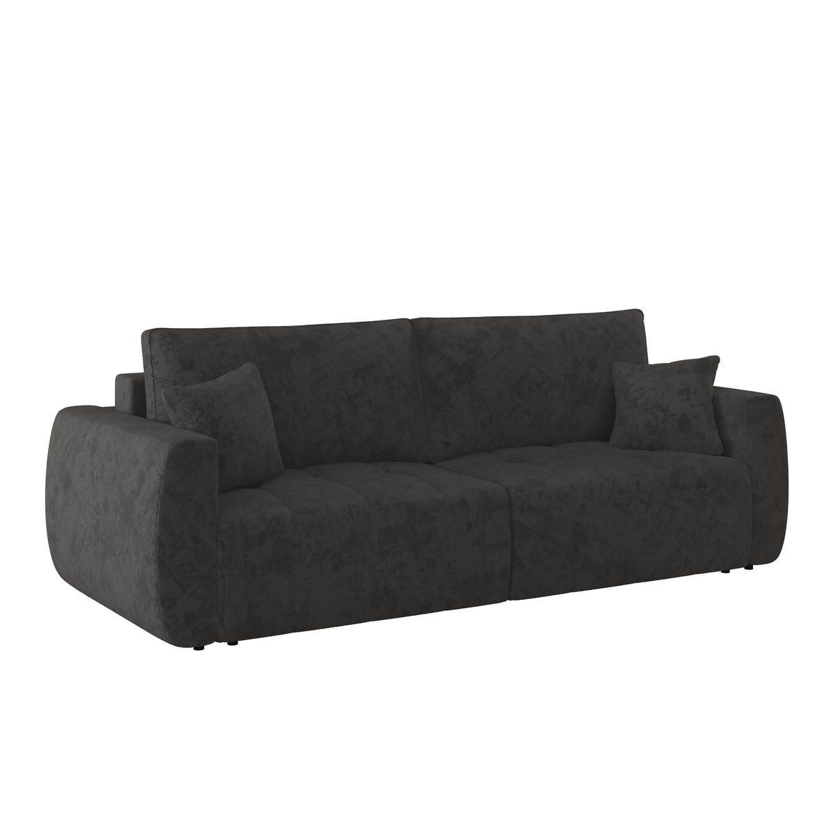SCHLAFSOFA  mit Stoffauswahl Webstoff Graphitfarben  - Schwarz/Graphitfarben, MODERN, Holz/Textil (245/74-90/104cm) - MID.YOU