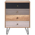 KOMMODE , 60/80/35 cm, 4 Schublade(n)  - Eichefarben/Messingfarben, Trend, Holzwerkstoff/Metall (60/80/35cm) - Carryhome