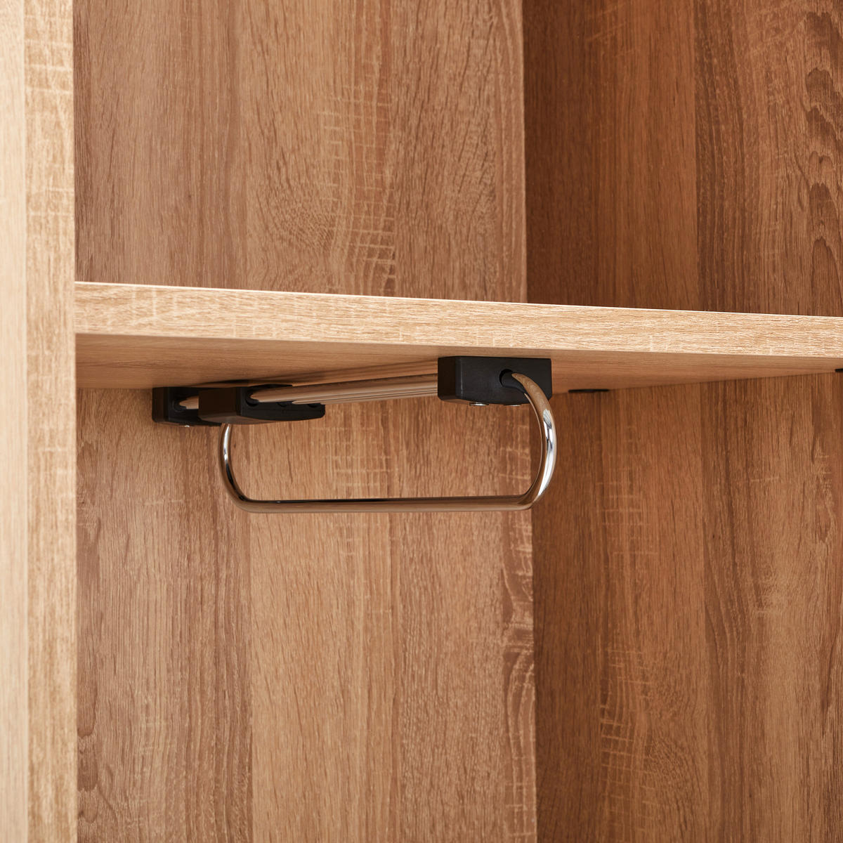 GARDEROBENSCHRANK  in 50/190/41 cm  - Schwarz/Sonoma Eiche, MODERN, Holzwerkstoff/Metall (50/190/41cm) - Novel