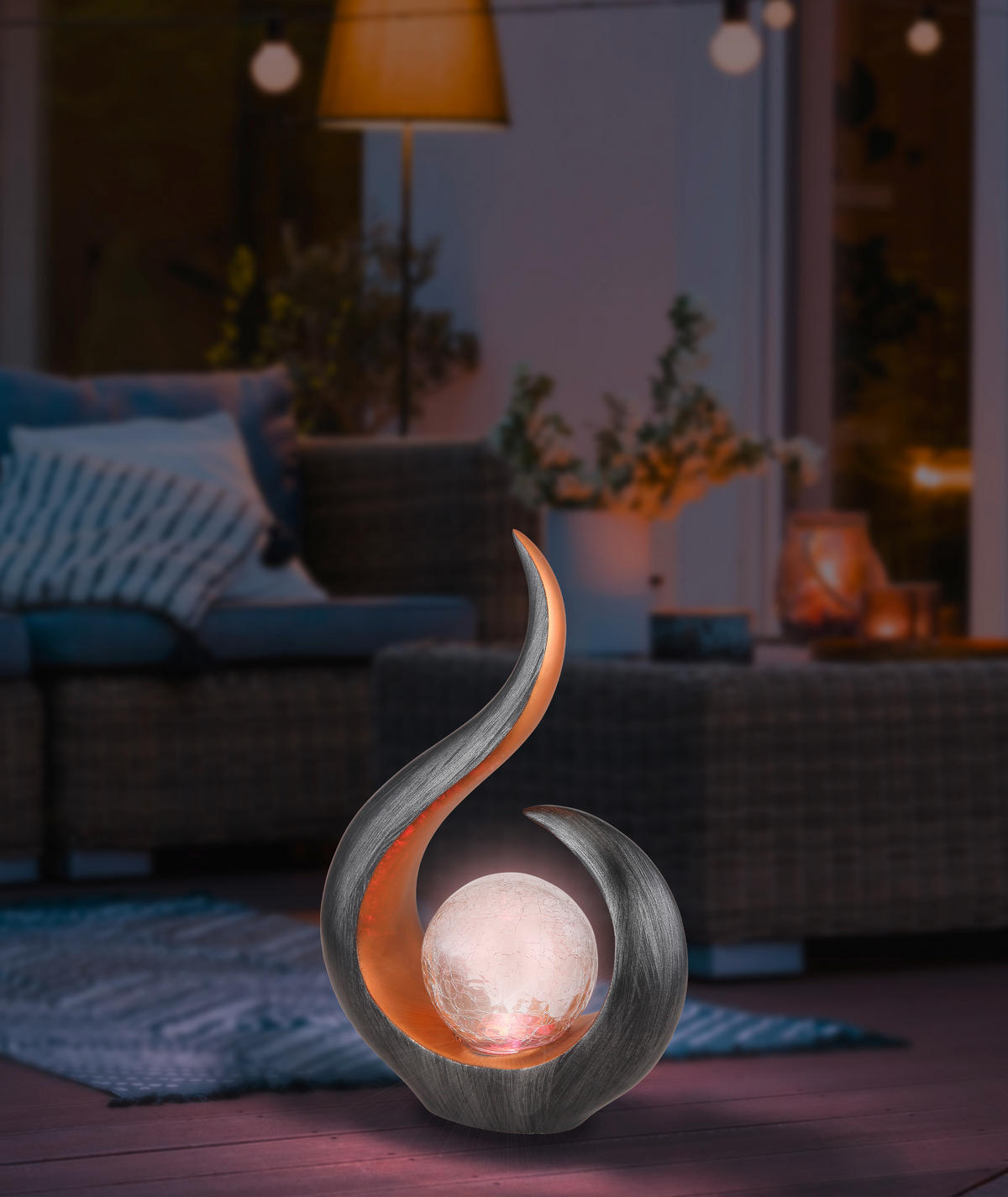 SOLARLEUCHTE 22,5/10/33,5 cm   - Klar/Goldfarben, Design, Glas/Kunststoff (22,5/10/33,5cm) - Globo