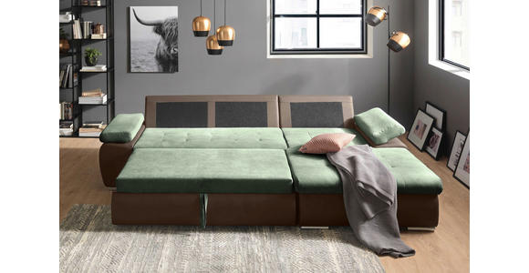 ECKSOFA in Flachgewebe Braun, Olivgrün 271/175 cm - Braun/Olivgrün, Design, Kunststoff/Textil (271/175cm) - Xora