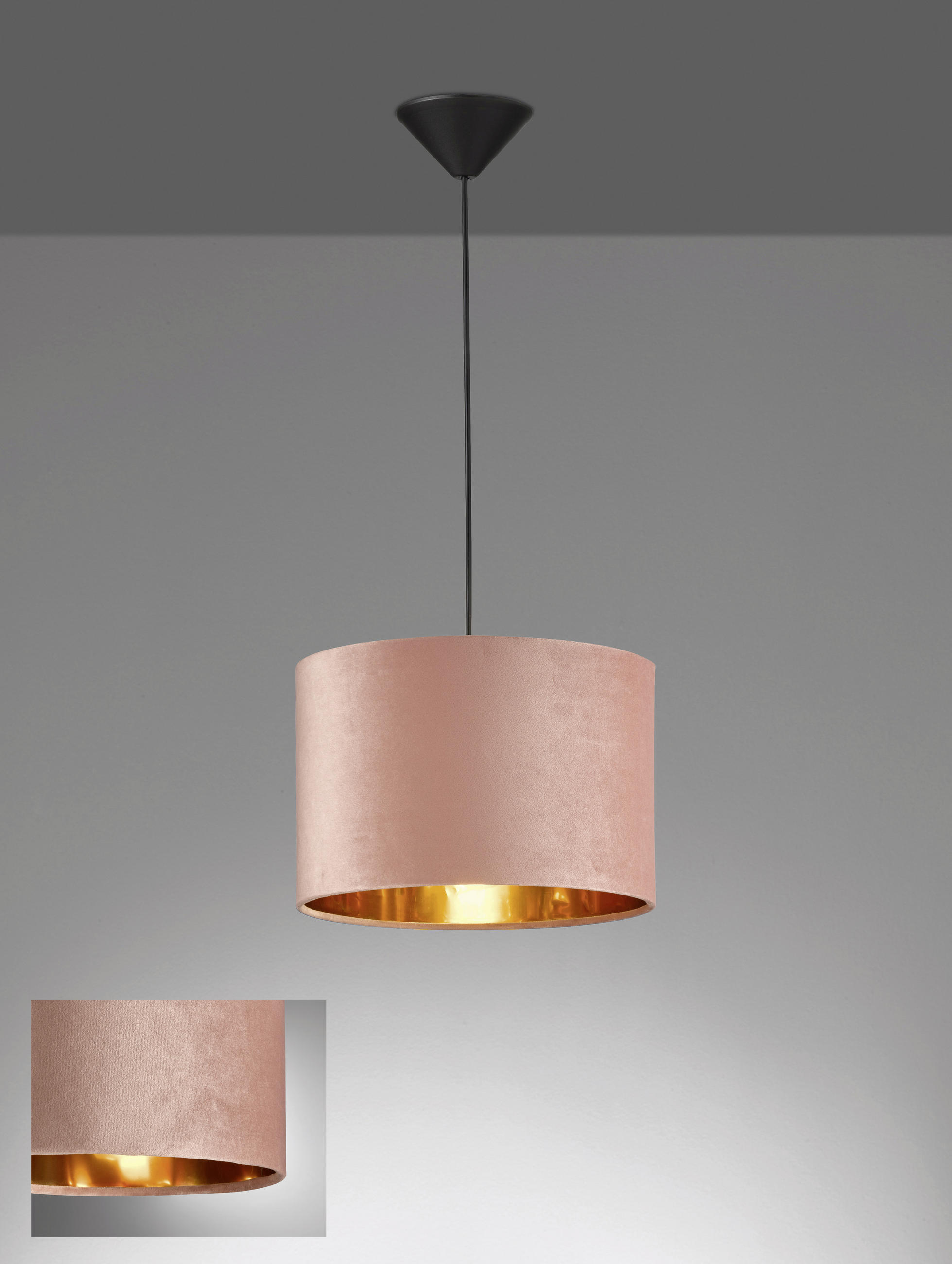 HÄNGELEUCHTE 30/140 cm    - Goldfarben/Rosa, Trend, Kunststoff (30/140cm) - Fischer & Honsel
