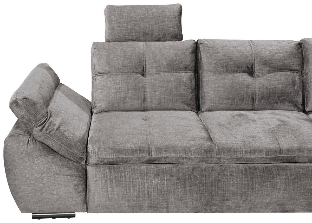 ECKSOFA in Mikrovelours Hellgrau  - Hellgrau/Schwarz, Konventionell, Kunststoff/Textil (265/217cm) - Carryhome