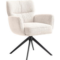 ARMLEHNSTUHL  Stoffauswahl, Sitzfläche 360° drehbar, automatische Rückholfunktion Leinenoptik  Schwarz, Beige  - Beige/Schwarz, Design, Textil/Metall (67/86/68cm) - Novel