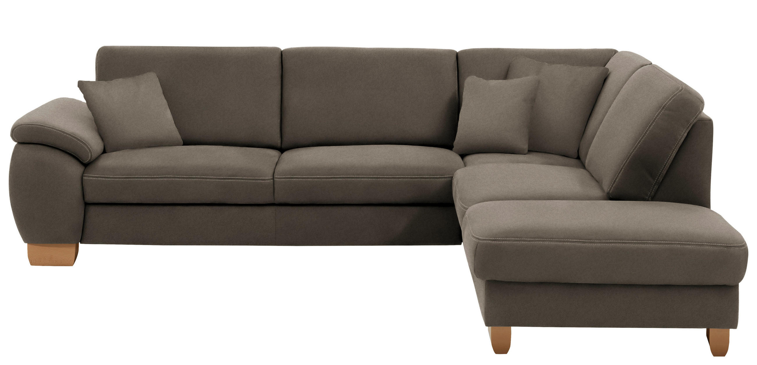 ECKSOFA in Mikrofaser Graubraun  - Wildeiche/Graubraun, Natur, Holz/Textil (286/236cm) - Voleo