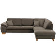 ECKSOFA in Mikrofaser Graubraun  - Wildeiche/Graubraun, Natur, Holz/Textil (286/236cm) - Voleo