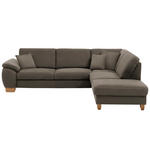 ECKSOFA in Mikrofaser Graubraun  - Wildeiche/Graubraun, Natur, Holz/Textil (286/236cm) - Voleo