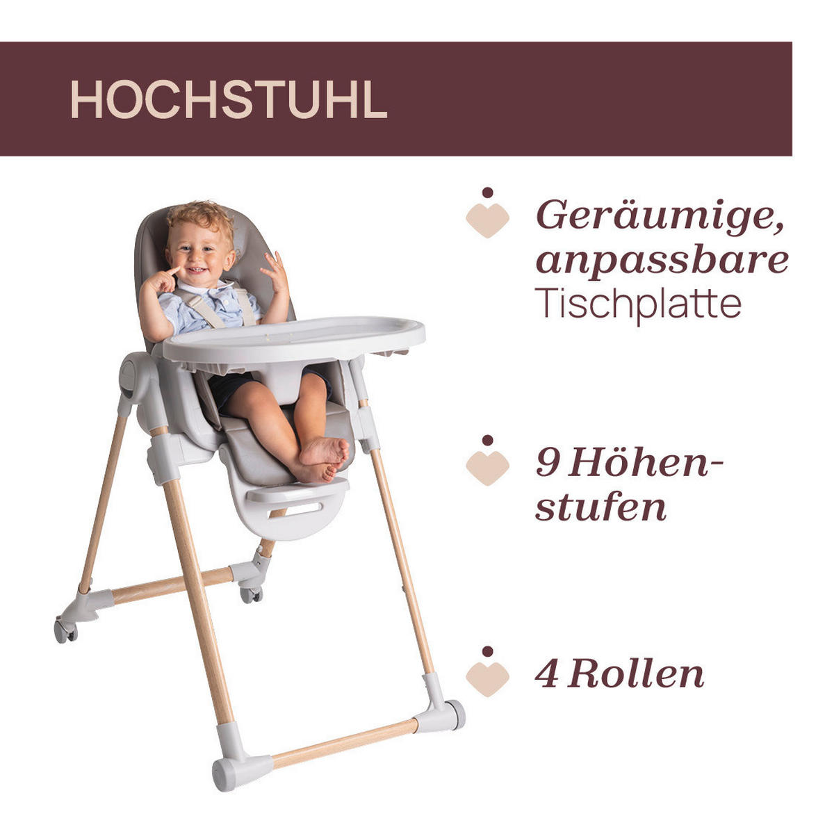 HOCHSTUHL Polly Armonia Grauweiß, Beige, Naturfarben Scandinavian  - Beige/Grauweiß, Basics, Kunststoff (57/79-104/90cm) - Chicco