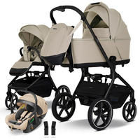 KINDERWAGENSET MAVI 3in1 Premium  - Sandfarben/Schwarz, Basics, Textil/Metall (92/55/110.5cm) - My Junior