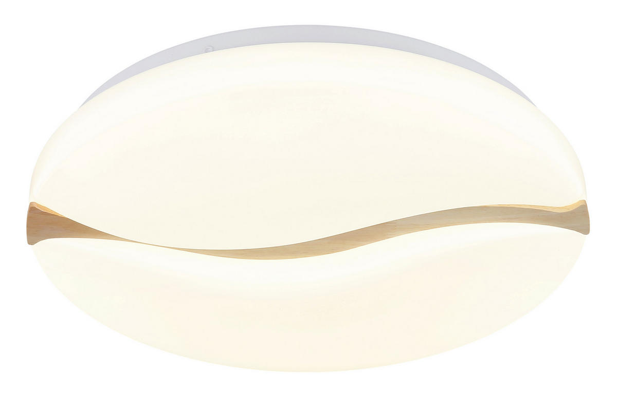 LED-DECKENLEUCHTE LETICIA 39/8 cm   - Braun/Weiß, Basics, Holz/Kunststoff (39/8cm) - Globo