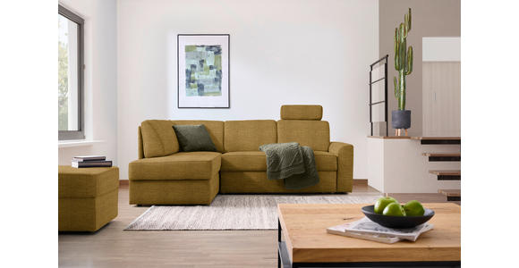 ECKSOFA in Webstoff Dunkelgelb  165/224 cm  - Dunkelgelb/Schwarz, KONVENTIONELL, Kunststoff/Textil (165/224cm) - Xora