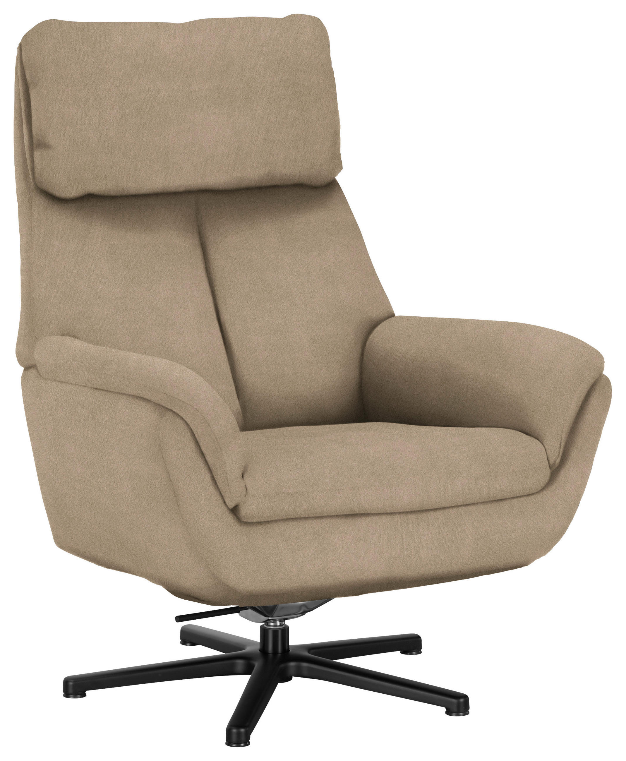 RELAXSESSEL in Textil Hellbraun  - Hellbraun/Schwarz, Design, Textil/Metall (79/108/89cm) - Beldomo Style