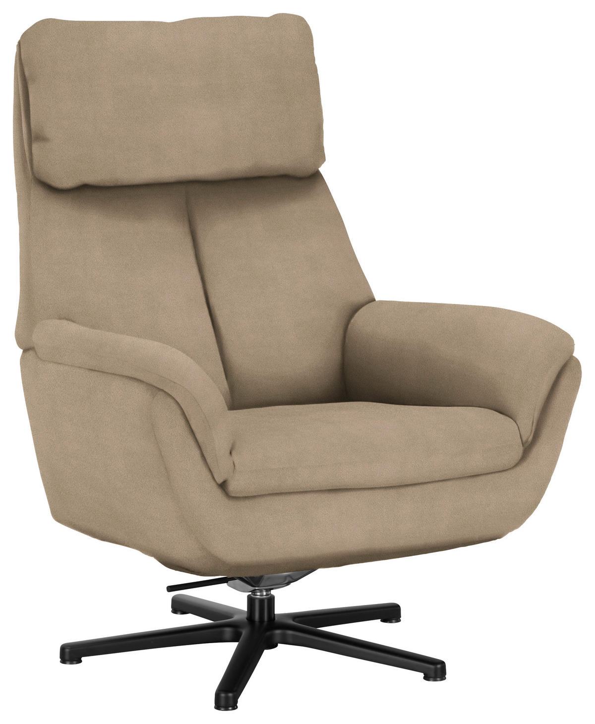 RELAXSESSEL in Textil Hellbraun  - Hellbraun/Schwarz, Design, Textil/Metall (79/108/89cm) - Beldomo Style