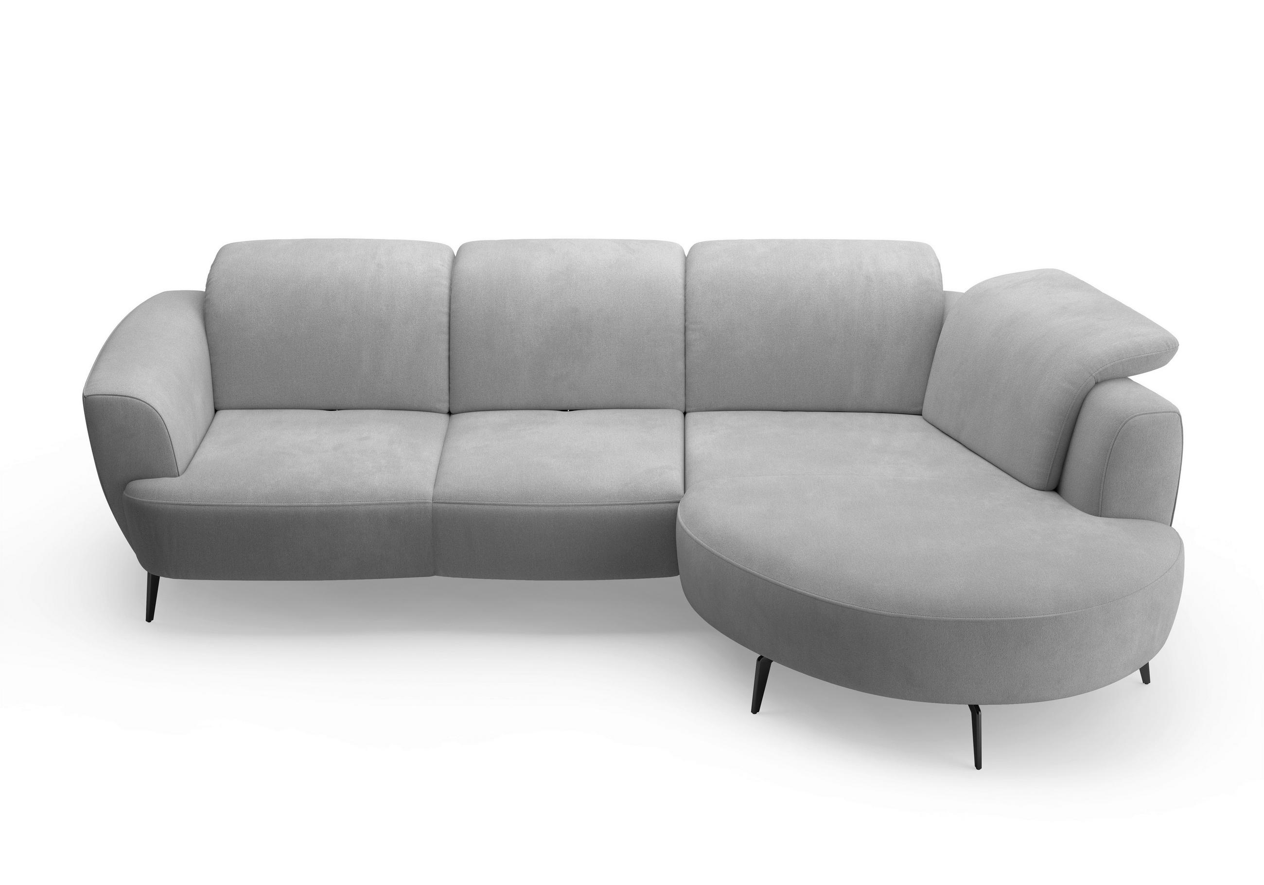 ECKSOFA ZOE E in Flachgewebe Grau  309/199 cm  - Schwarz/Grau, KONVENTIONELL, Textil/Metall (309/199cm) - Sit & More