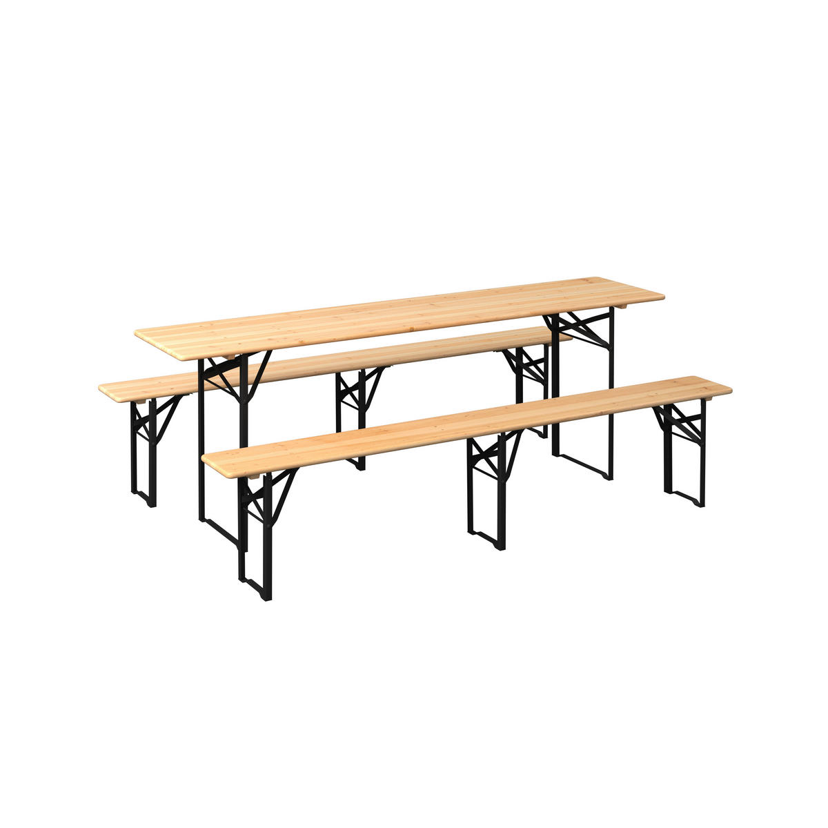 KERTI BÚTORSZETT 3 részes  - natúr színű/antracit, Basics, fa/fém - Ambia Garden