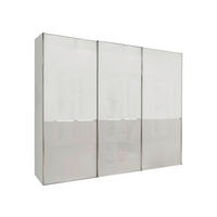 SCHWEBETÜRENSCHRANK 300/236/67 cm 3-türig Grau, Weiß  - Chromfarben/Weiß, KONVENTIONELL, Glas/Holzwerkstoff (300/236/67cm) - Novel