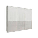 SCHWEBETÜRENSCHRANK  in Grau, Weiß  - Chromfarben/Weiß, KONVENTIONELL, Glas/Holzwerkstoff (250/236/67cm) - Novel