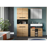 BADEZIMMER 3-teilig  in 156 cm  - Schwarz/Eiche Artisan, MODERN, Glas/Holzwerkstoff (156cm) - MID.YOU