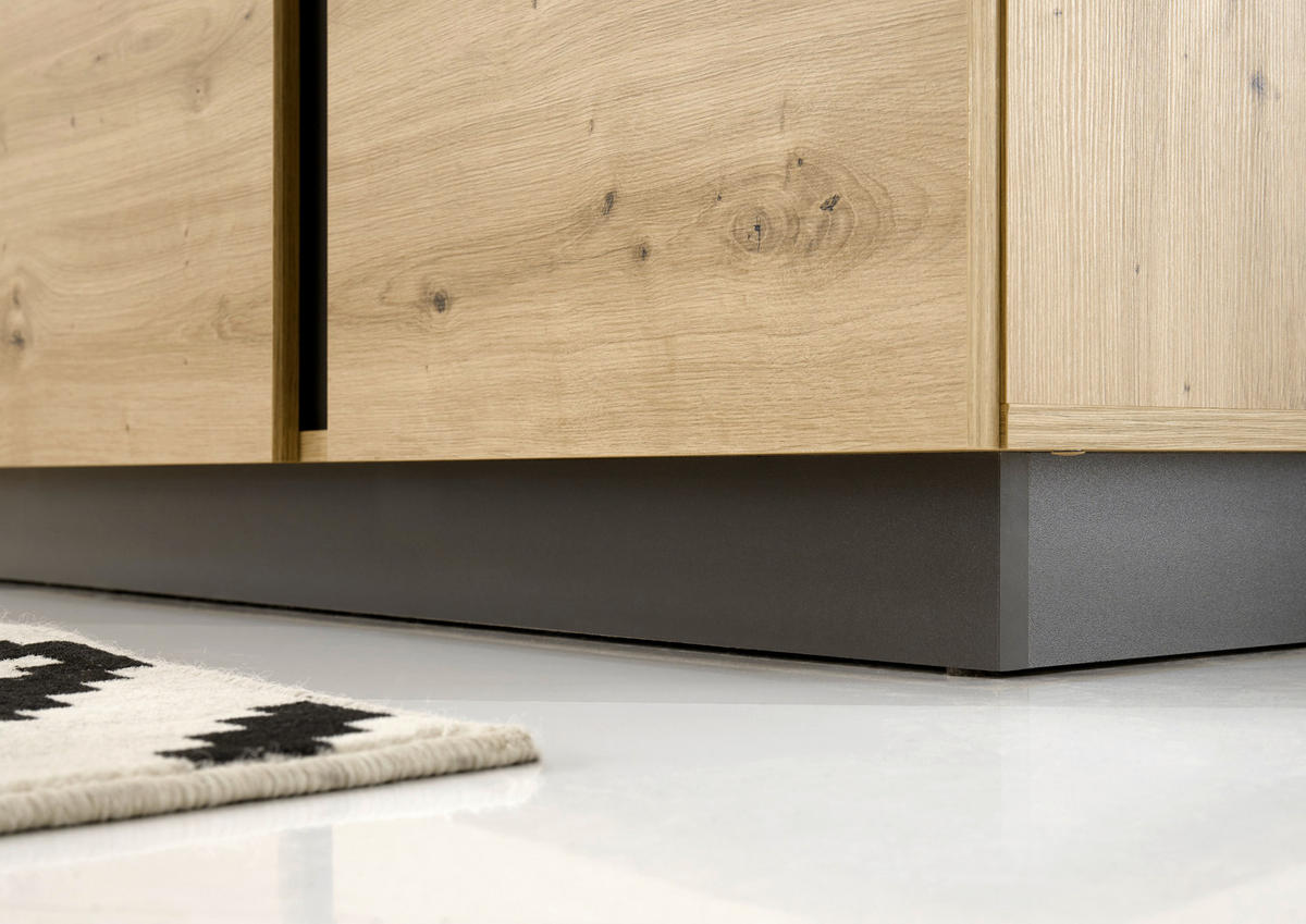 LOWBOARD  in 188/46/40 cm  - Eiche Artisan/Grau, Design, Glas/Holzwerkstoff (188/46/40cm) - MID.YOU