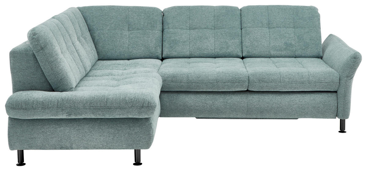 ECKSOFA in Webstoff Türkis  - Türkis/Schwarz, Konventionell, Textil/Metall (210/242cm) - Beldomo Style