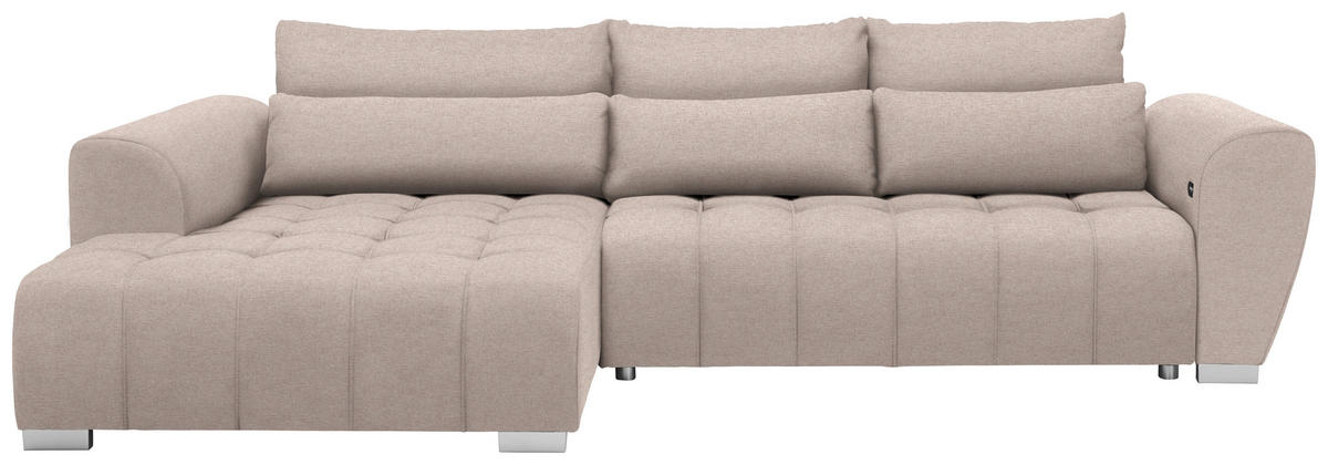 ECKSOFA in Webstoff Beige  218/304 cm  - Beige/Silberfarben, MODERN, Kunststoff/Textil (218/304cm) - Carryhome