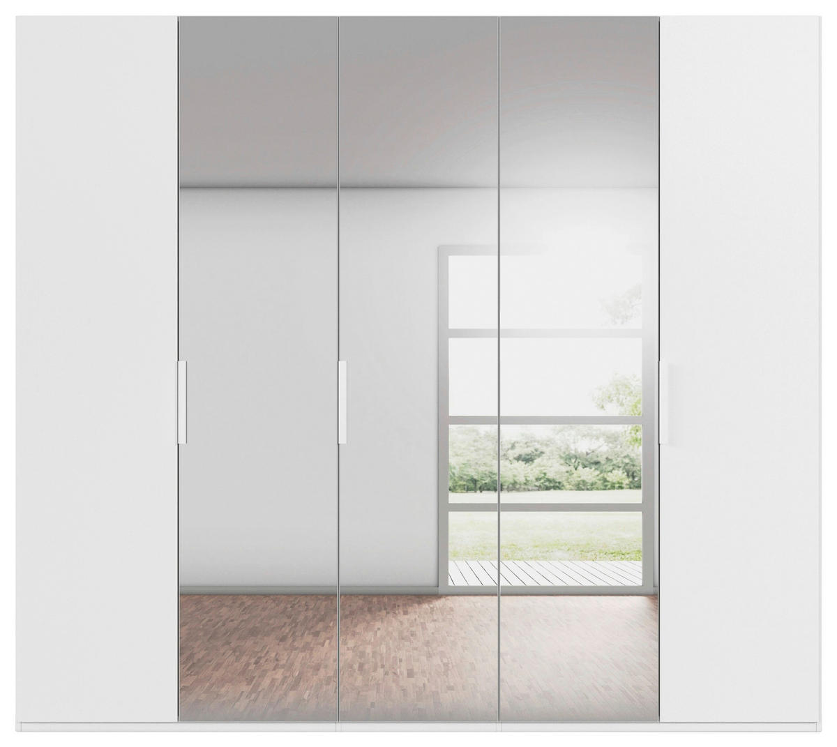 DREHTÜRENSCHRANK 251/223/61 cm,  in Weiß, 5-türig  - Weiß, Basics, Glas/Holzwerkstoff (251/223/61cm) - Novel