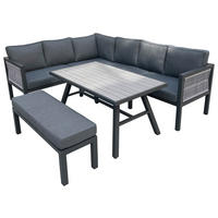 LOUNGE GARNITURA  antracit, svijetlo siva, tamno siva   - tamno siva/svijetlo siva, Moderno, metal/tekstil (195/242cm) - Amatio