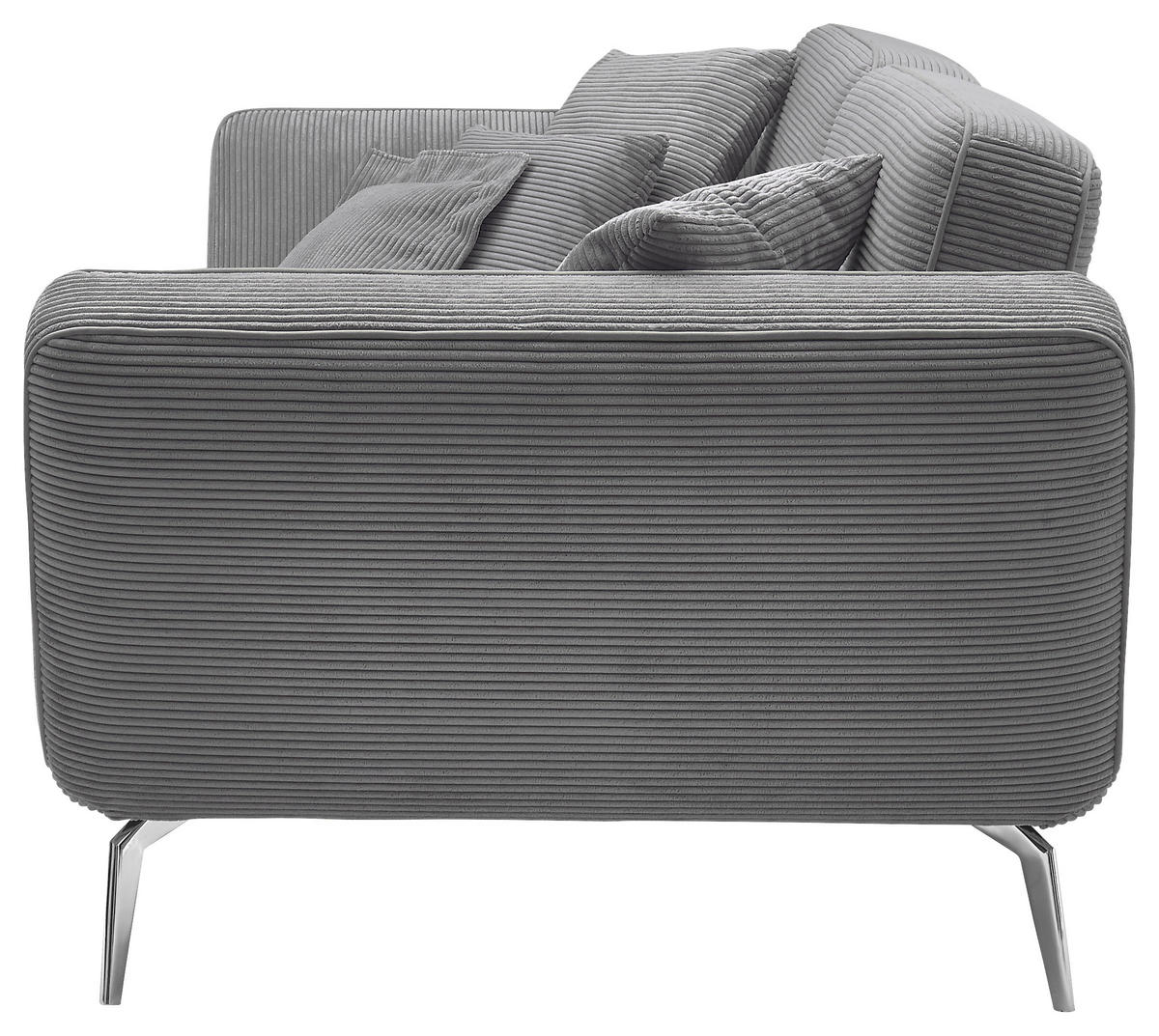 3-SITZER-SOFA Cord Grau  - Chromfarben/Schwarz, KONVENTIONELL, Kunststoff/Textil (260/90/125cm) - SetOne by Musterring