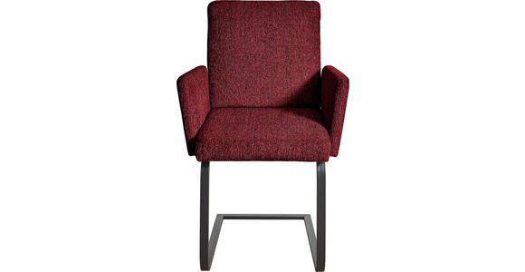 ARMLEHNSTUHL  in Stahl Chenille  - Rot/Schwarz, Design, Textil/Metall (56/92/60cm) - Dieter Knoll