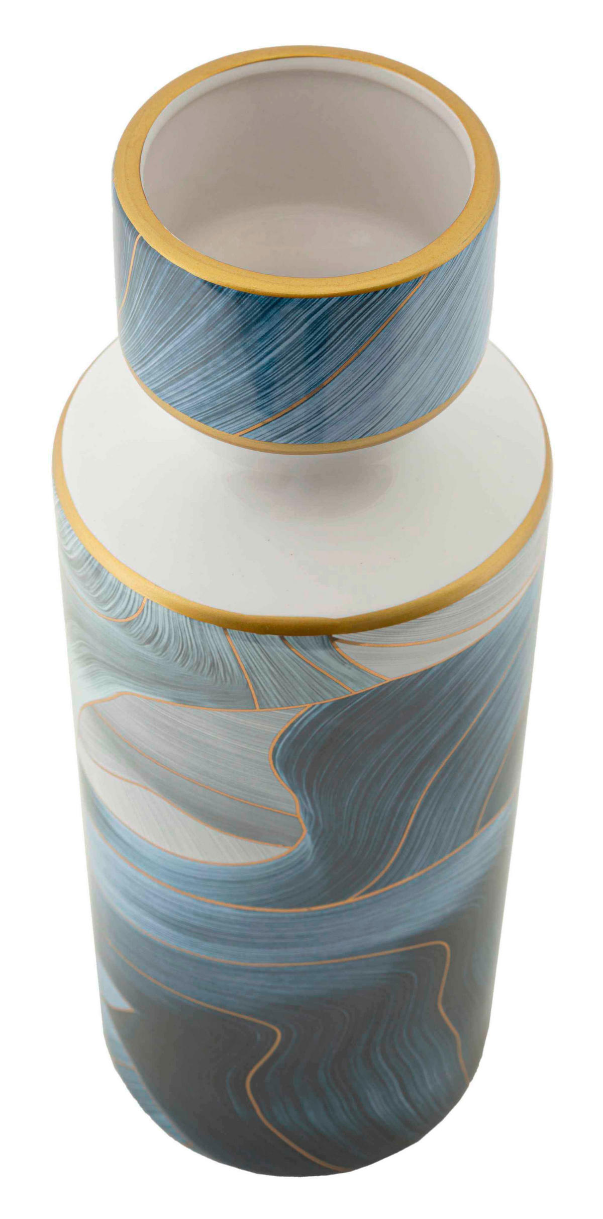 Vase Elegant Tall  - Blau/Goldfarben, Basics, Keramik (14/40/14cm)